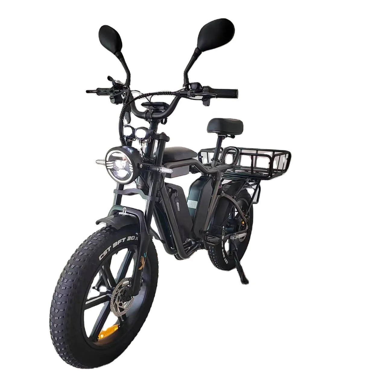 1000W Fat Tire Electric Bike Hydraulic Brake Full Suspension 52V 44Ah Dual Battery  Long Range City e bike Cargo Electric Bike