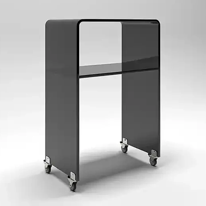 Colored acrylic side table with modern personalized design, organic glass coffee round table, bedroom customizable