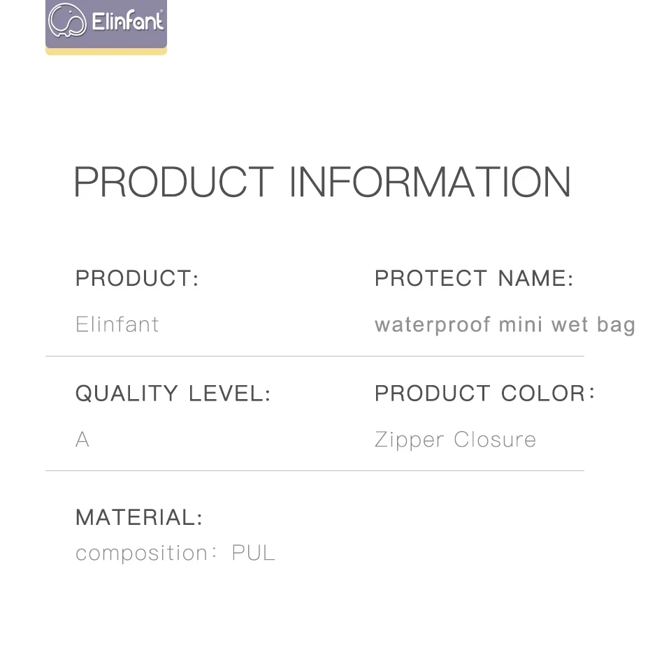 Elinfant Customized Waterproof 18*25cm Mini Size Single Zipper Pocket Digital Print Tote Baby Cloth Diaper Wet Bag Easy Carry