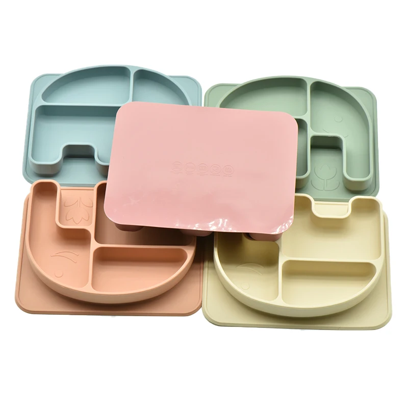 Trending Products 2023 New Arrivals Silicone Sucker Bowl Baby Face Plate Tableware Soft Silicone Baby Feeding Set
