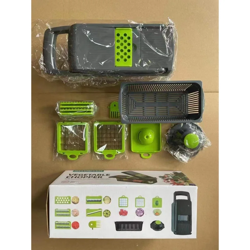 Multifunctional 15 in 1 Vegetable Chopper Spiralizer Vegetable Slicer Container Vegetable Dicer Chopper Cutter For Tomato Fruit