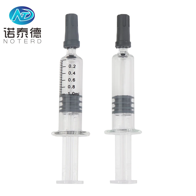 Sterile medical grade 1 ml luer lock borosilicate glass syringe for oil