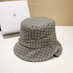 ladies fashion hats cheap winter houndstooth design high quality bucket hats
