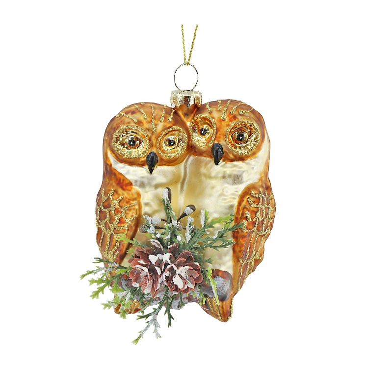 New Design Festival Ornament Glass Craft Animal Hanging Decoration Owl Figurines Christmas Ornaments