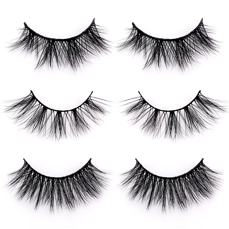 Wholesale 3pairs Fake Eyelashes Custom Handmade Cruelty Free Natural Short Looking Mixed 3d Silk Mink Lashes With Box