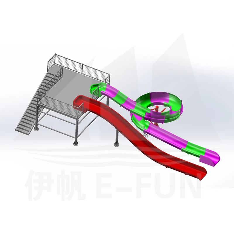Outdoor Equipment EFHT-A189 Slide Water Rides Design Swimming Pool Fiberglass Professional 3D Slide Body: 6-8mm; Flange: 8-10mm