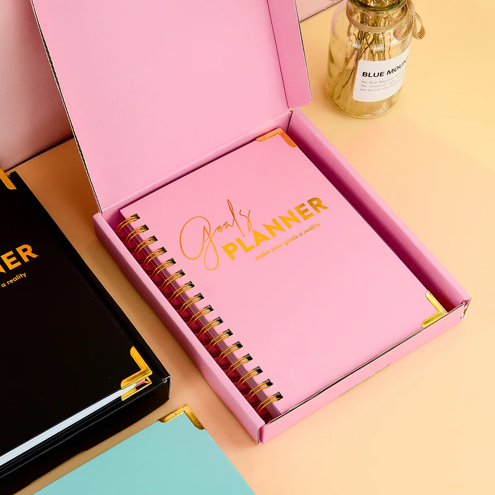 Pink 2025 planner Spiral Hardcover Undated Weekly Goals Planner Agenda Planner Journal Notebooks