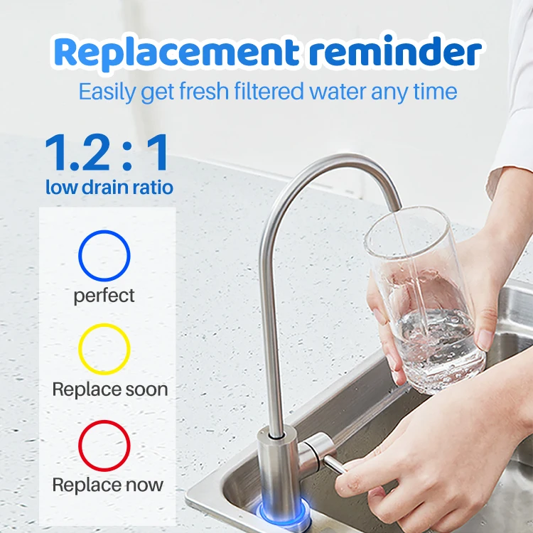 CE Certified Under Sink RO Push Button Type 600 GPD Household Water Purification Systems Reverse Osmosis