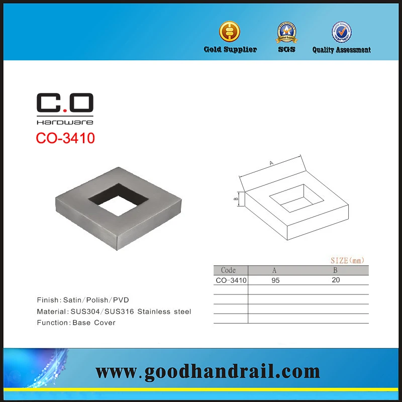 Decoration Floor Post Tube Square 40 50mm Handrail Base Plate Cover Stair Railing Pipe Base Cover
