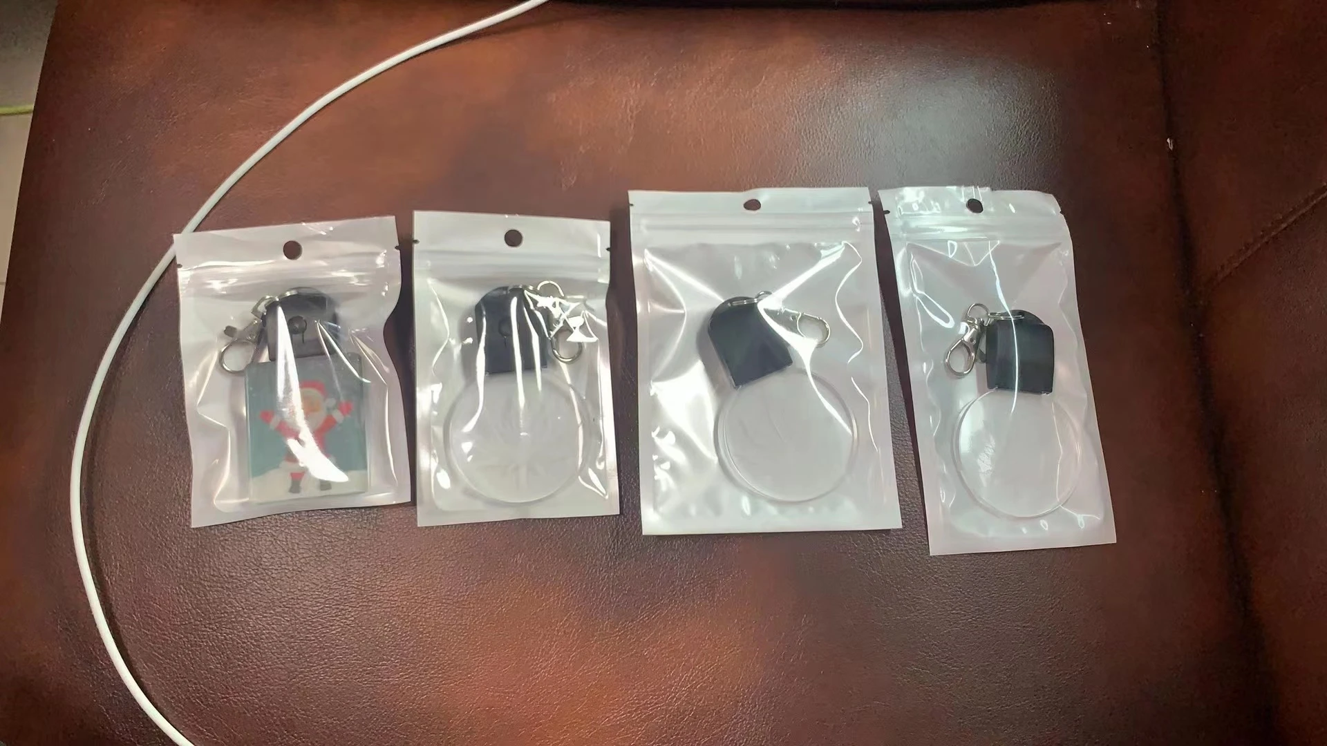 LED Rechargeable 3D Night Light Keyring with 25cm USB cable With Engraving Acrylic Panel RGB 7 Colors