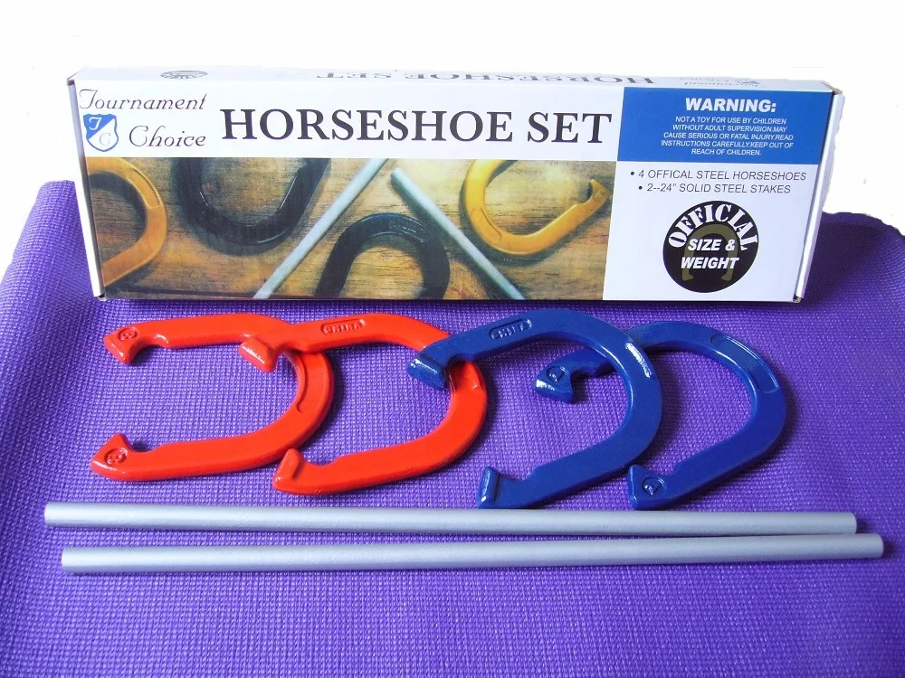 Iron Casting horseshoe game with two steel stakes for fun HRHS05