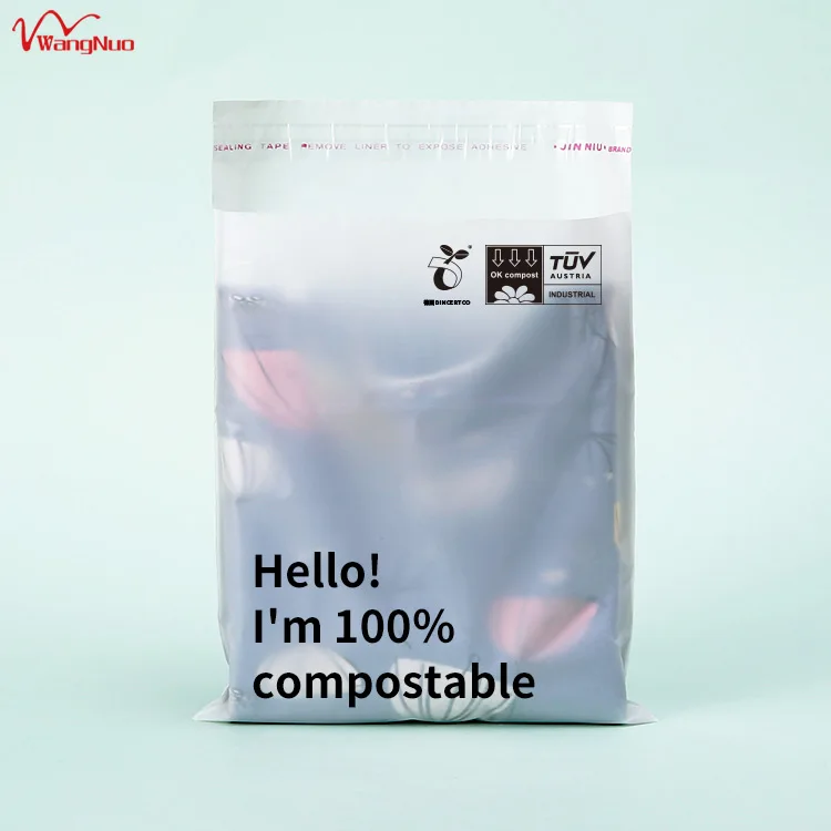 Eco Friendly Full Biodegradable Cornstarch Self Adhesive Bags Compostable Bags Garment Vacuum Bag Heat Seal Gravure Printing PLA