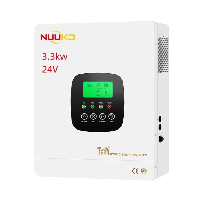 Горячий запас 3.2KVA 24VDC солнечный инвертор чистый синусоидальный гибридный MPPT для дома Одиночная литиевая батарея выход