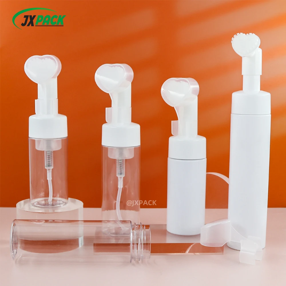 Luxury shoe cleaner foam bottle Foam silicone Brush Cleansing Clear plastic bottle teal black 3.5oz foam pump bottle