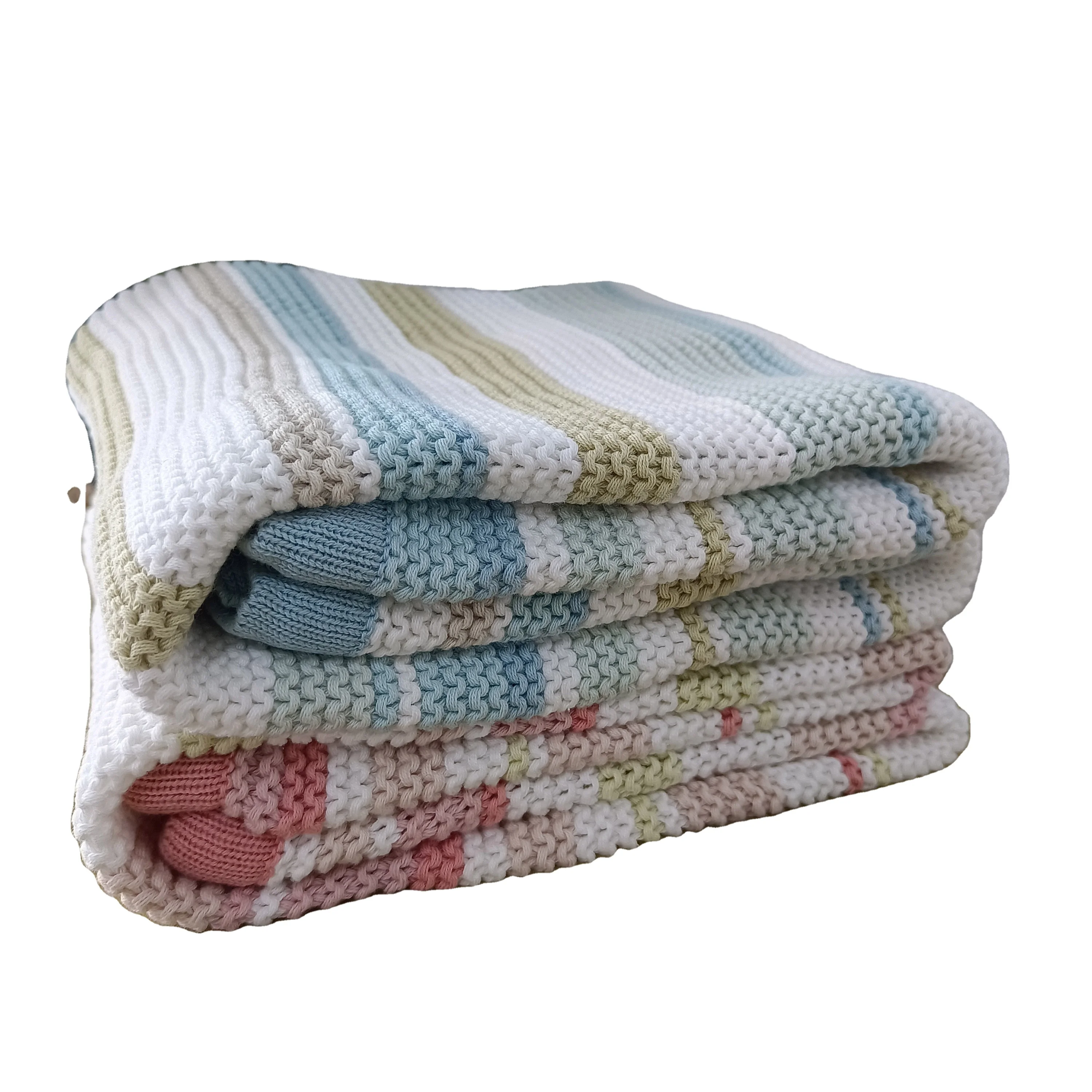 Knitted Cotton Blanket Throw Blanket Baby Fleece 100 Cotton Blanket Wool All-season for Baby 30 X 40 Inch 140 X 200 NBVEGO-034