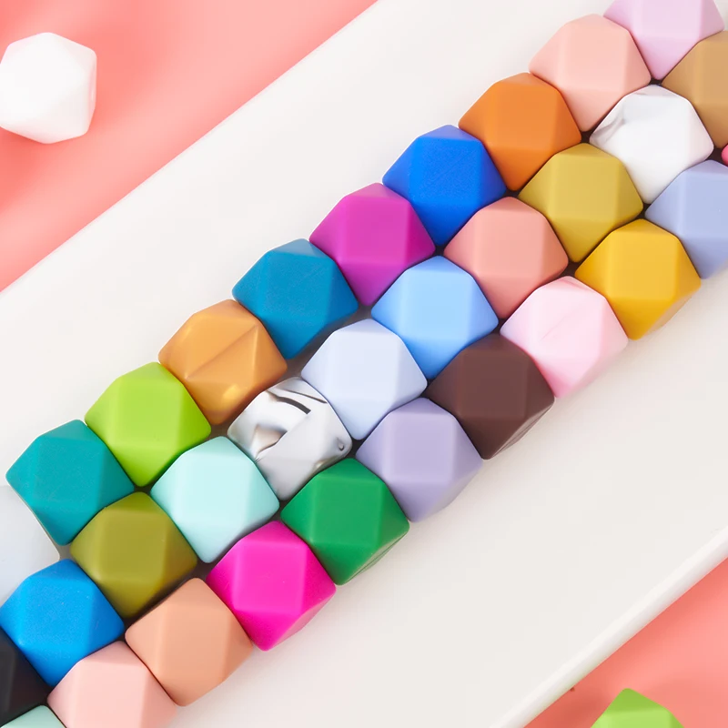 Hot selling cheap unique item Eco-friendly durable custom 17mm silicone hexagon beads jewelry bead DIY necklaces
