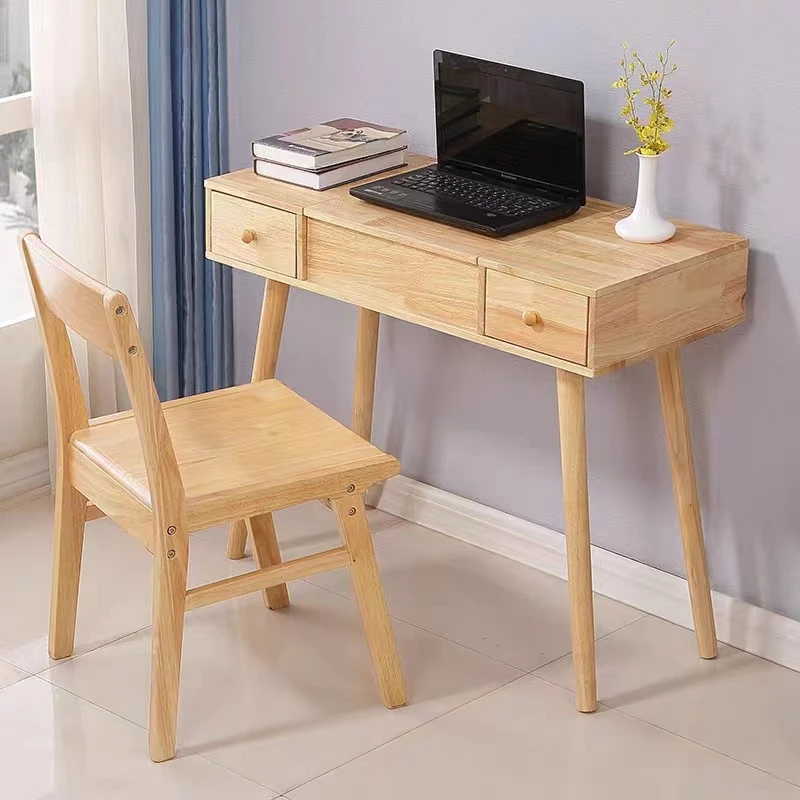 Bedroom Dresser Furniture Chair Simple  Solid Wood  Table With Mirror And Drawers