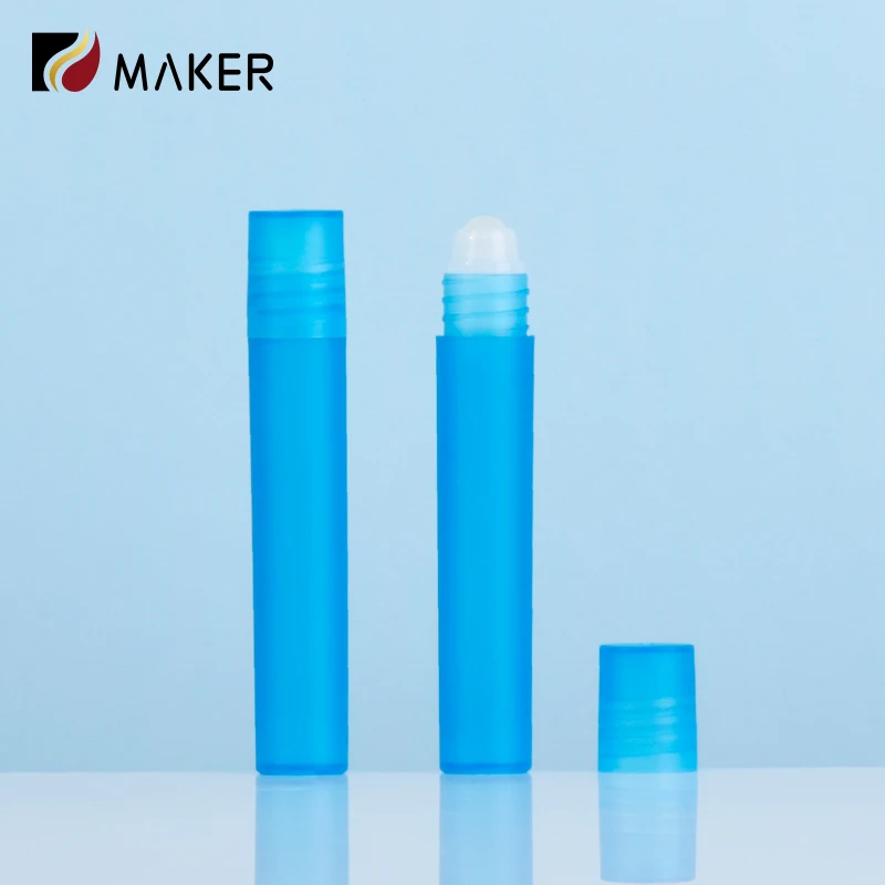 Wholesale 8ml 10ml luxury refillable empty plastic PP roll-on perfume eye essential oil roll on bottle with glass roller ball