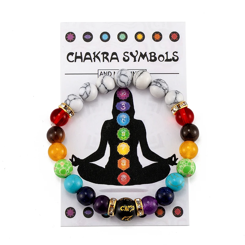 7 Chakra Bracelet With Meaning Cardfor Men Women Natural Crystal Healing Anxiety Jewellery Mandala Yoga Meditation Bracelet Gift