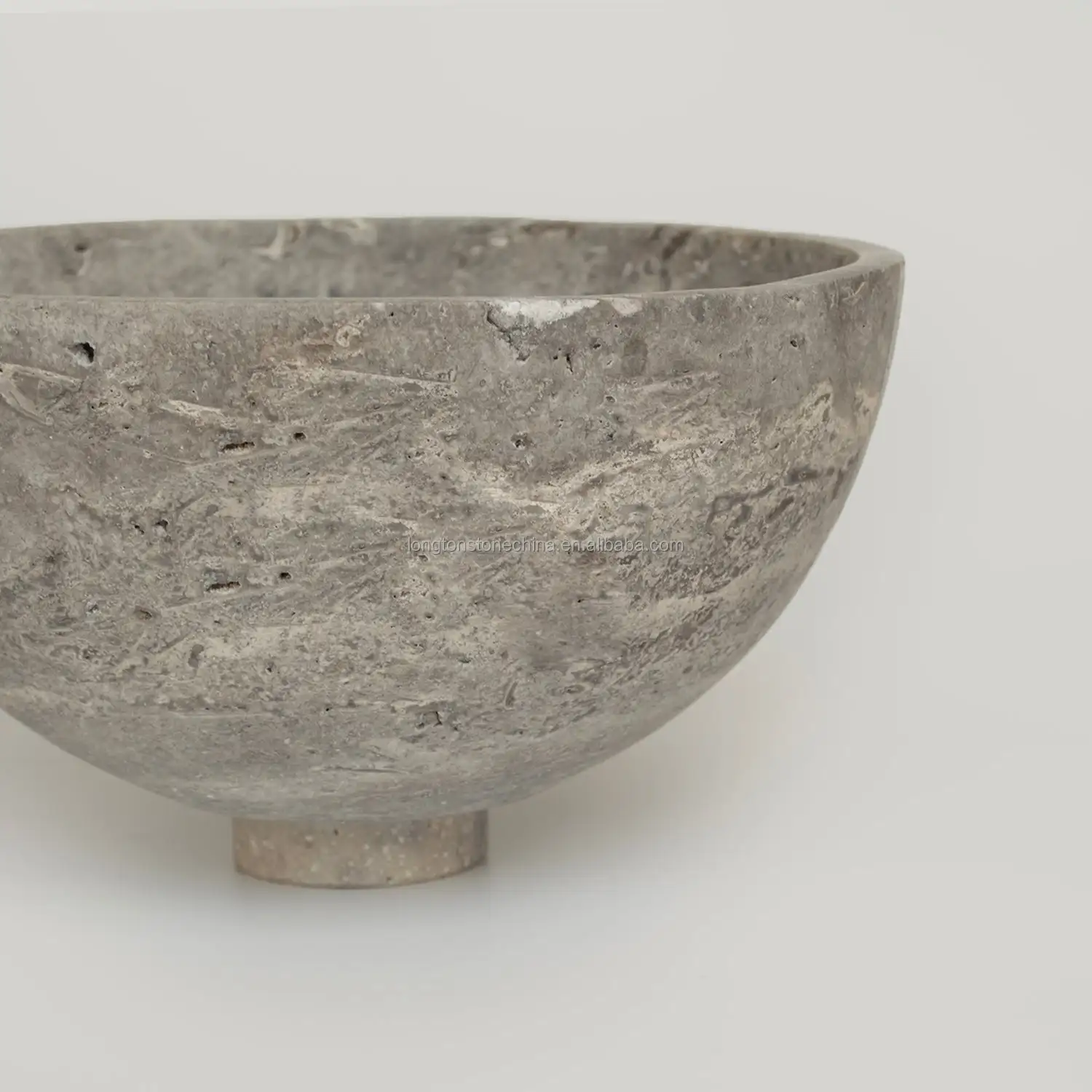 New Silver Travertine Bowl Natural Stone Food Container Table Top Storage Tray Fruit Salad Bowl Nodic Travertine Fruit Bowl