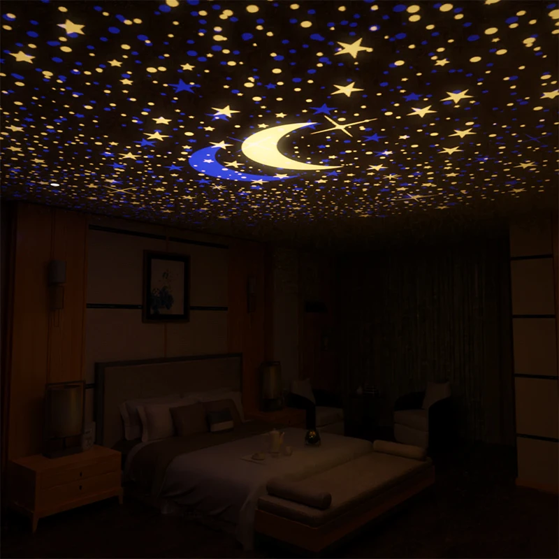 3D Popular Kid Room Decor RGB Dream Moon Star Projection Lamp Master Starry Blue Planet Led Projector Night Light