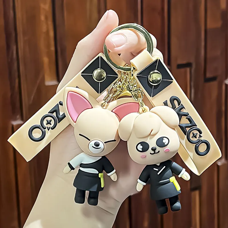 7 Styles Cartoon Kpop Bag Pendant PVC Keychains Wolf Rabbit Hyunjin Skzoos Stray Kids Keychain