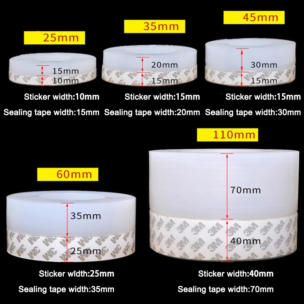 Heat Resistant SIlicone Sealing Strips for Door, Waterproof Windows Bathroom Self-adhesive Seal Strips