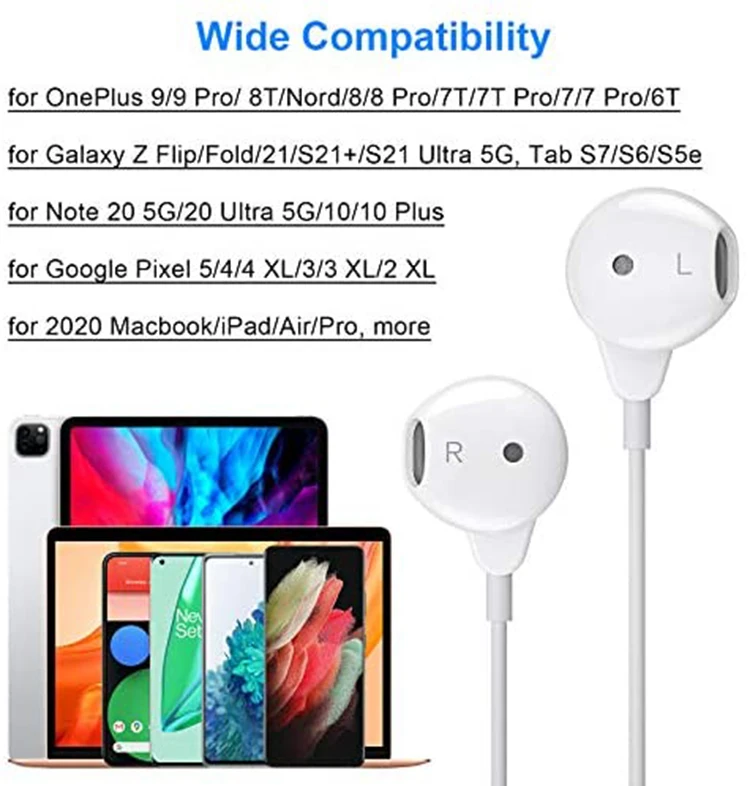 Type-c Headphones Headset USB-C Earphone For Samsung LG Huawei Xiaomi High Quality wired earbuds for microphone