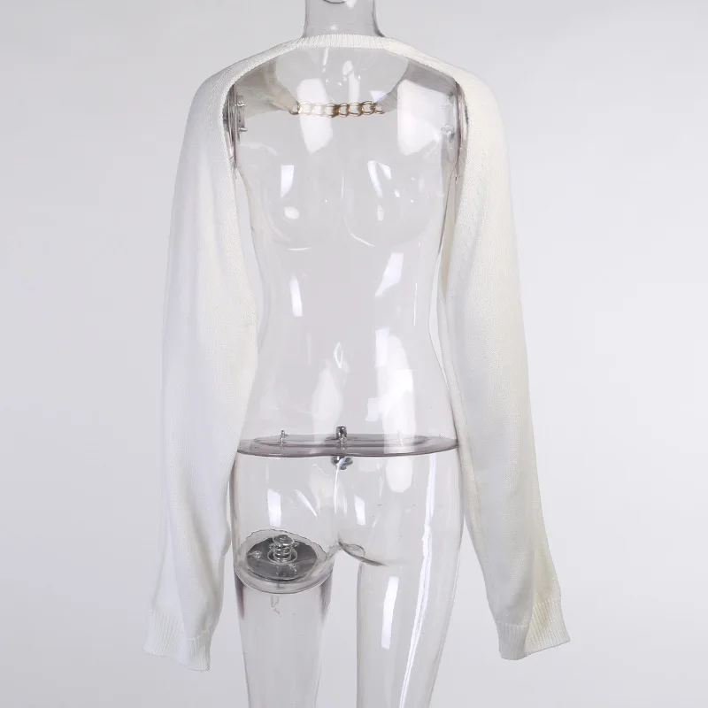 2021 New fashion Autumn Women chain long sleeve Knitted sexy short  stitch tops long sleeve crop tops