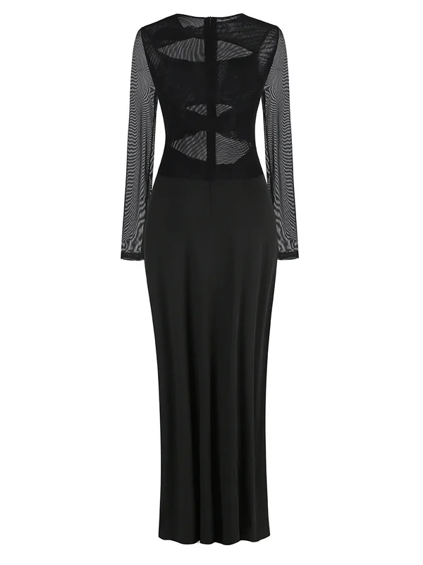 A8797 Fashion Women Clothing Black Women Maxi Dress Cutout Slit Sexy Ladies Night Club Party Dress