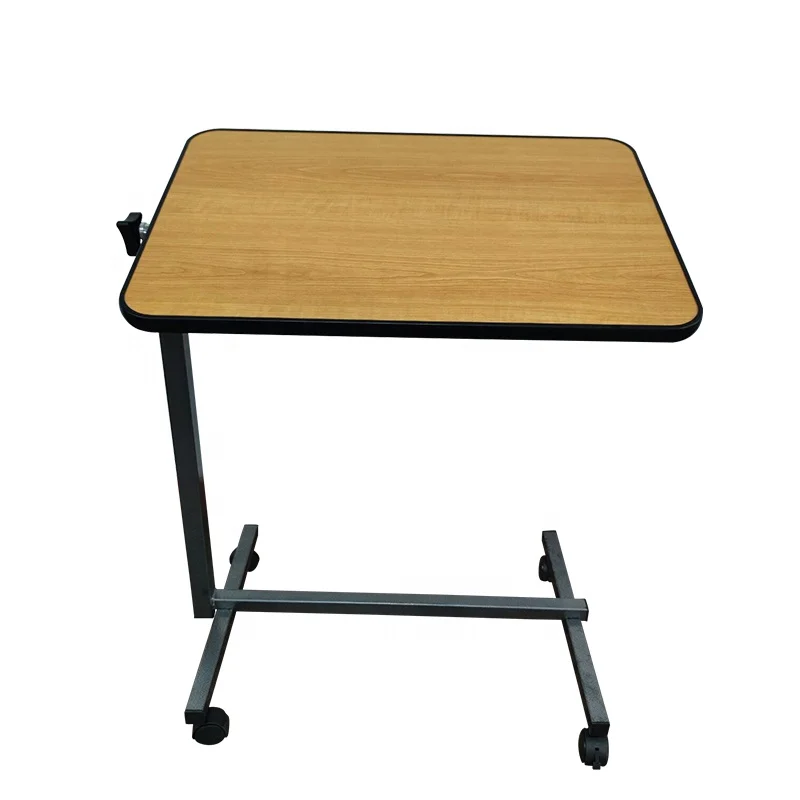 height adjustable hospital medical movable lifting tilting patients dining over bed bedside table overbed table with wheels