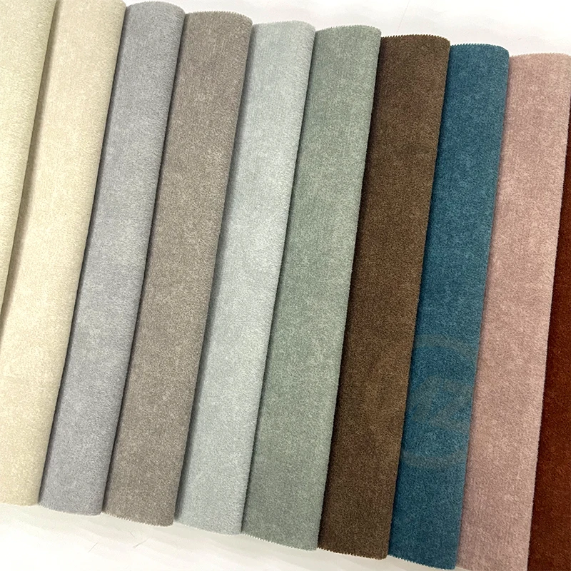 Color Velvet Fabric for Sofa Print Polyester Fabric Modern Water Resistant Olive Green Upholstery Fabric Customized Plain Weft