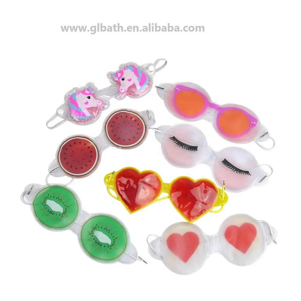 ПВХ печать фруктов животных милый узор Хрустальный гель расслабляющий массаж мягкая крутая горячая маска для глаз индивидуальный цвет