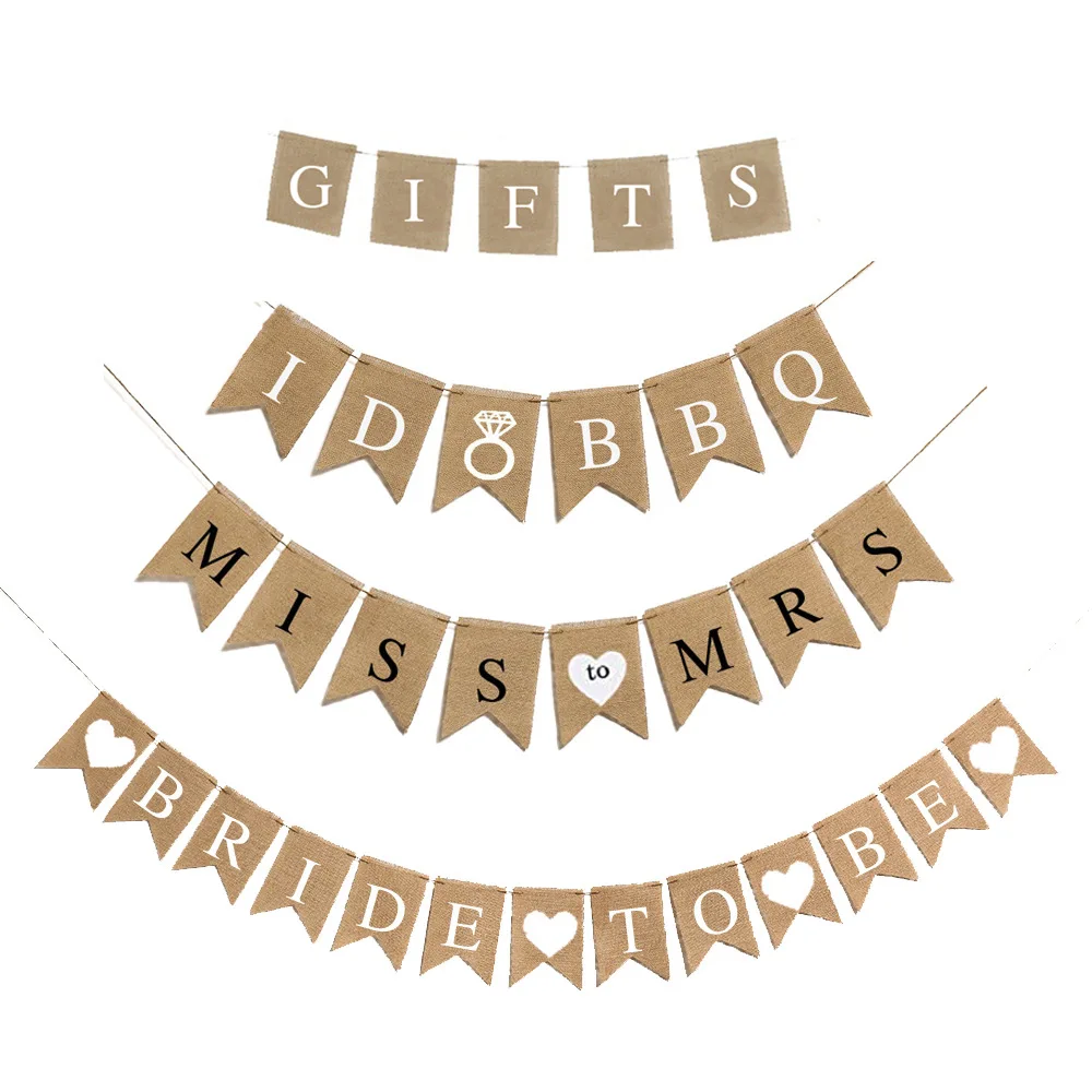 Bride to Be Banner Mr and Mrs Burlap Banner wedding Bridal Shower Decorations Rustic Bunting Garland for Party Decorations