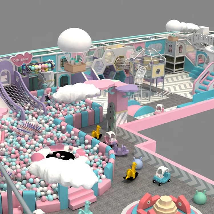 Customized neutral colors t kids indoor soft play area playground equipment children big slides toddler area kids maze for sale