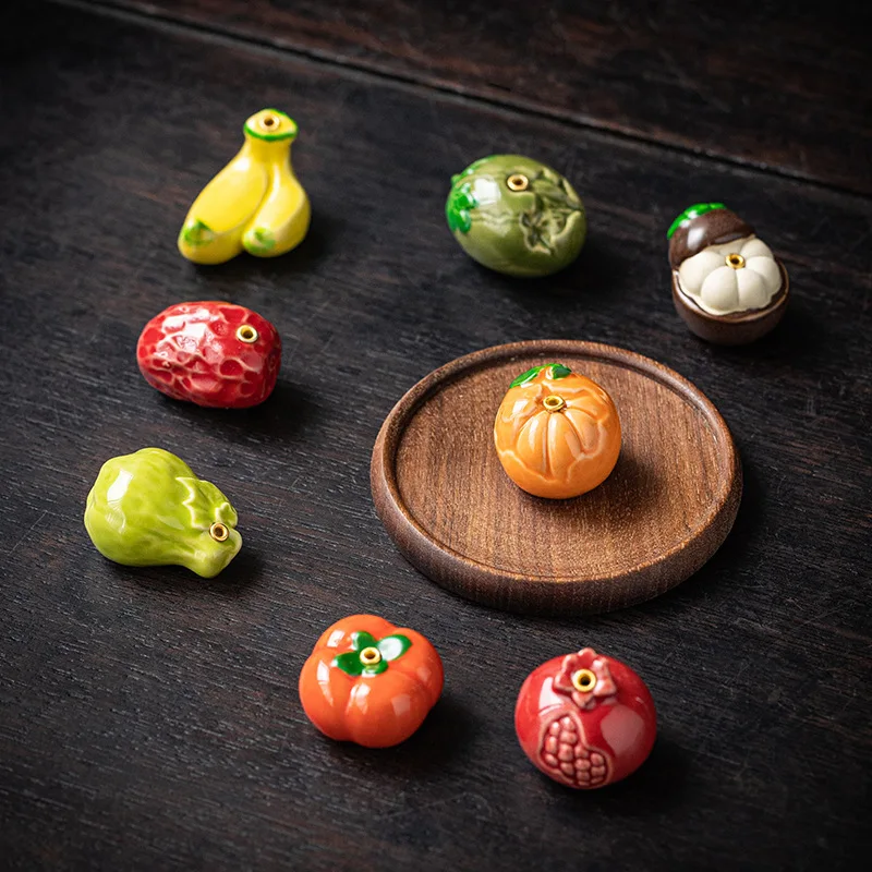 Creative Ceramic Line Incense Burner Home Fruit Persimmon Incenses Rest Indoor Tea Room Cartoon Incense Holder
