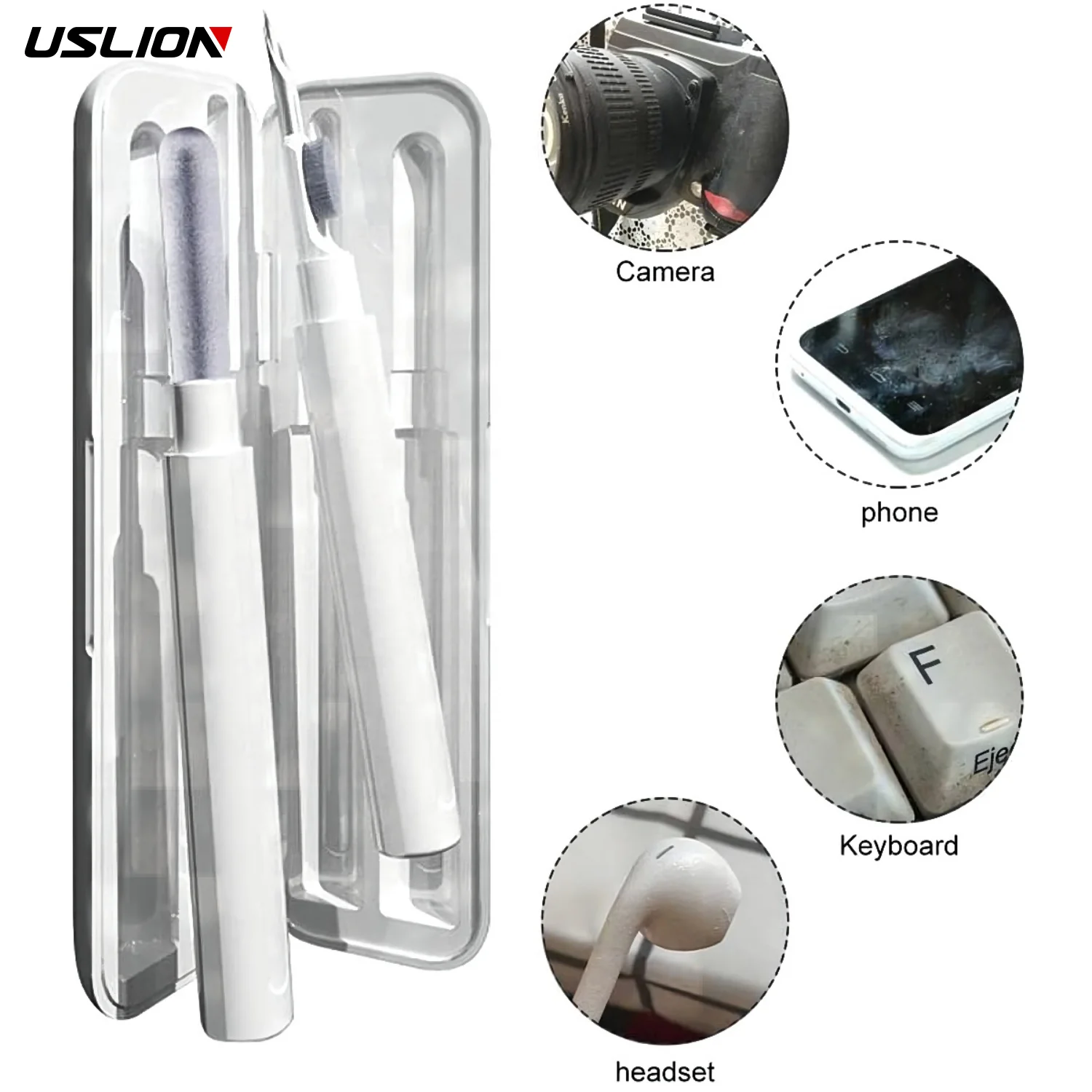 USLION Multi-functional Headphone Cleaner Kit Earbuds Brush Cleaning Tools Earphones Cleaning Pen