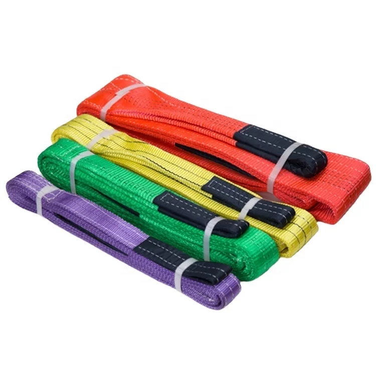 Заводская поставка текстильная лента с цветовым кодом на 1 - 10 тонн подъемные накладки для крана плоский полиэфирный ремень подъема