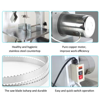 JAHWA Large batch commercial electric band saw frozen fish bone cutting machine saw DQ-210 stainless steel bone sawing machine