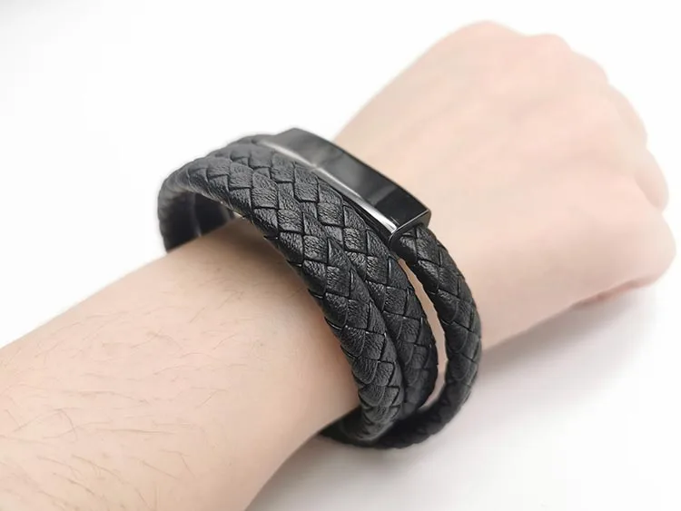 
Custom Cell Phone Charger Micro Type C Leather Bracelet Charging Data USB Cable For Iphone 