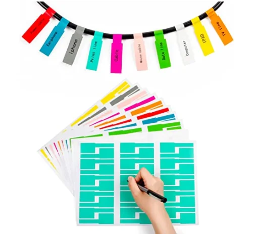 Colorful Ethernet Wire Labels Cord Tags Can Write On Waterproof Printable Label Sticker for All Occasion
