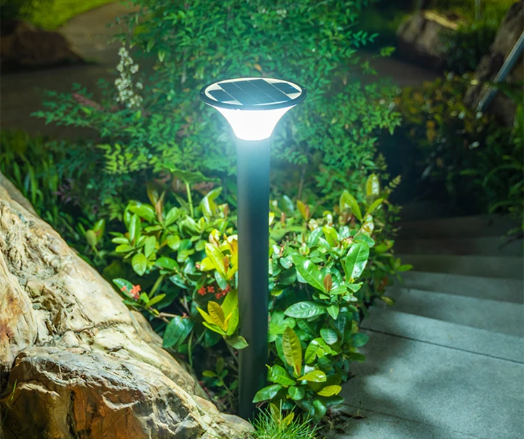 Led waterproof Modern solar light ground landscape garden black lights with round panel for yard garden outdoor