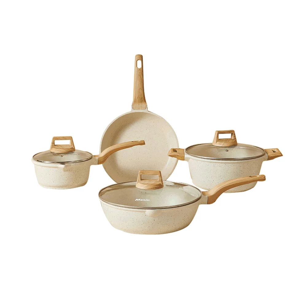 3dmposite Pot Non-stick Pot Multifunctional Household Frying Pan Cookware Set Stainless Steel Handle Wooden Handle 18/24/26/30cm