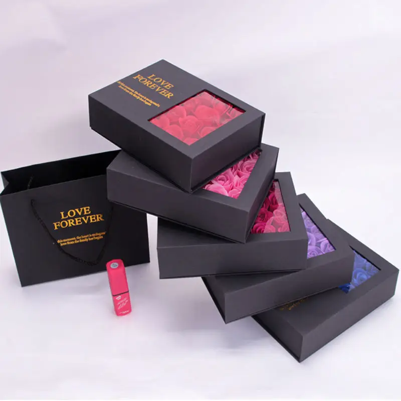 Custom Design Luxury Lipstick Carton Perfume Bottle Packaging Bag Rose Flower Gift Box Packaging Boxes