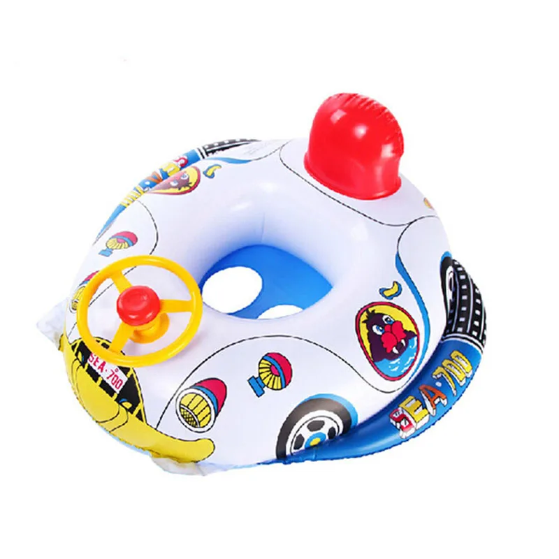 Hot sell Steering wheel baby swim float with safety seat Pool Float Ring car inflatable baby float
