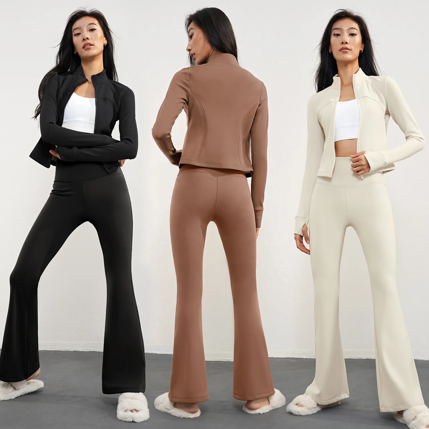 Fleece High Waist Leggings Yoga Fitness Sets Winter Gym Suits Oem Sports Women Jackets Clothing