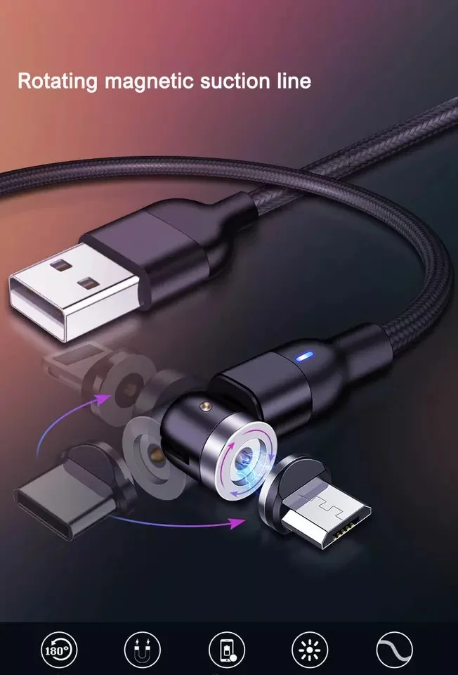 Fast charging USB 3 in 1 Charger Cable portable magnetic cable micro lighting type c mobile phones data cable