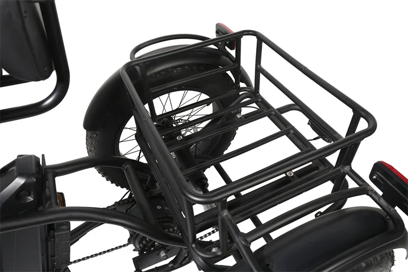 LCD Display 48V 500W Rear Hub Motor Fat Tire Electric Cargo Tricycle 48V 500W 3 Wheel Electric Bike With Pedals