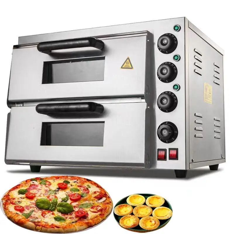 Newest Commercial Electric Gas Mini Italian Pizza Oven 3000W Stainless Steel Double Layer16 Inch Pizza Maker