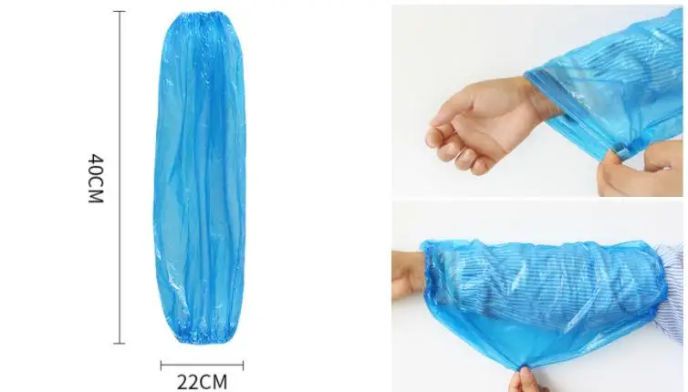 Завод сразу пылезащитные одноразовые пластиковые рукава крышка водонепроницаемый пластик Pe/cpe готовка над рукавами с эластичным манжетом